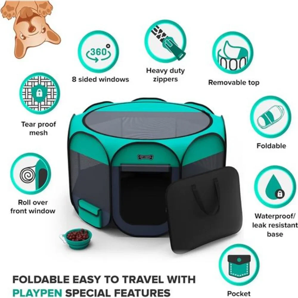 Portable Pet Playpen | Premium Indoor/Outdoor Foldable Pen | Water-Resistant